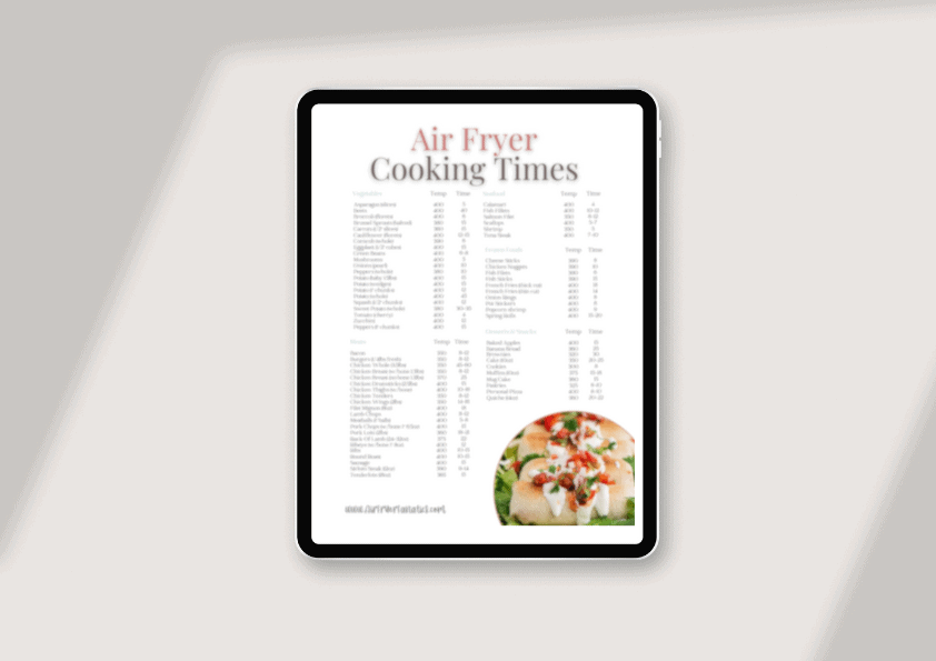 air fryer cooking times cheat sheet