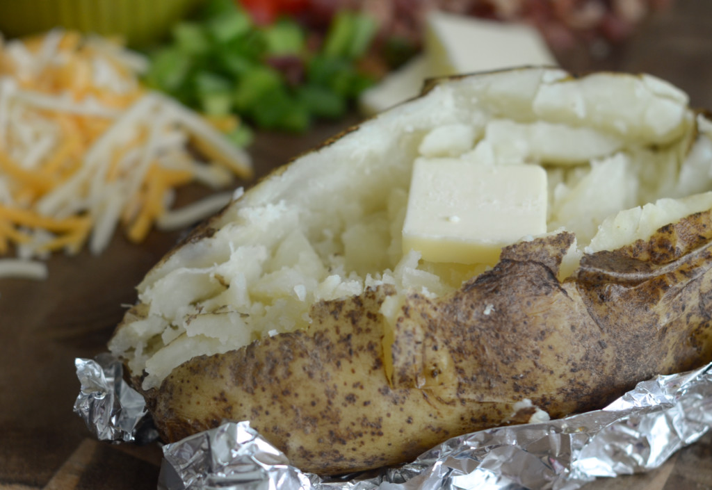 air fryer baked potato in foil