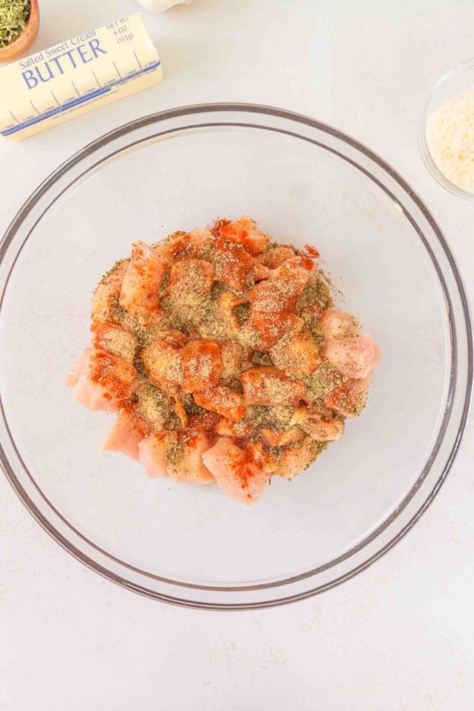 air fryer garlic butter chicken skewers