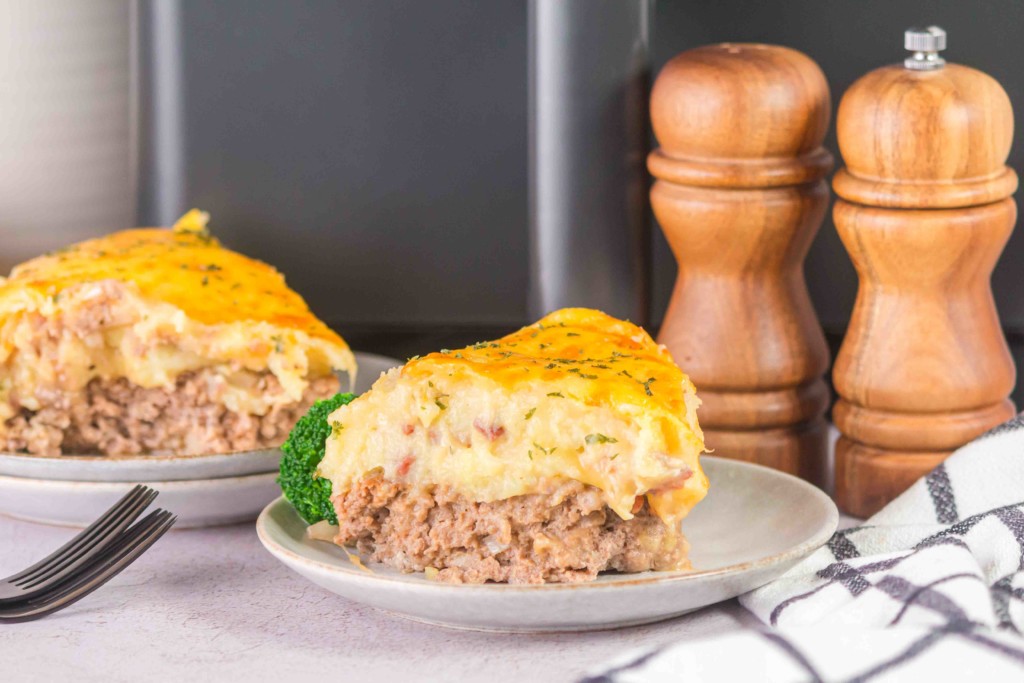 air fryer meatloaf casserole ready to serve