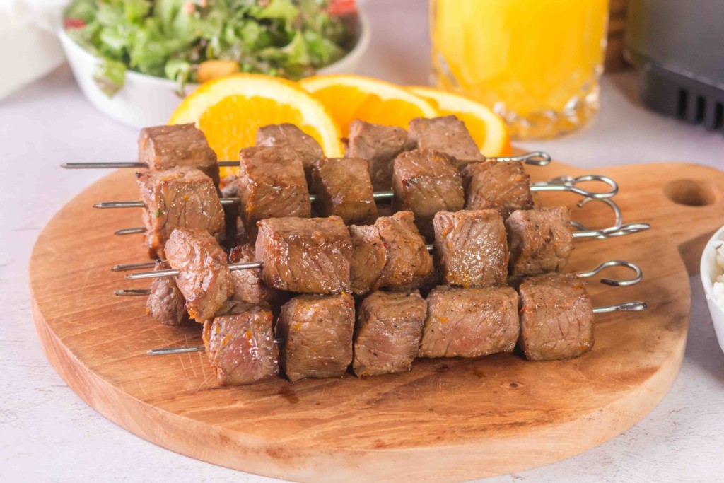 air fryer orange beef skewers