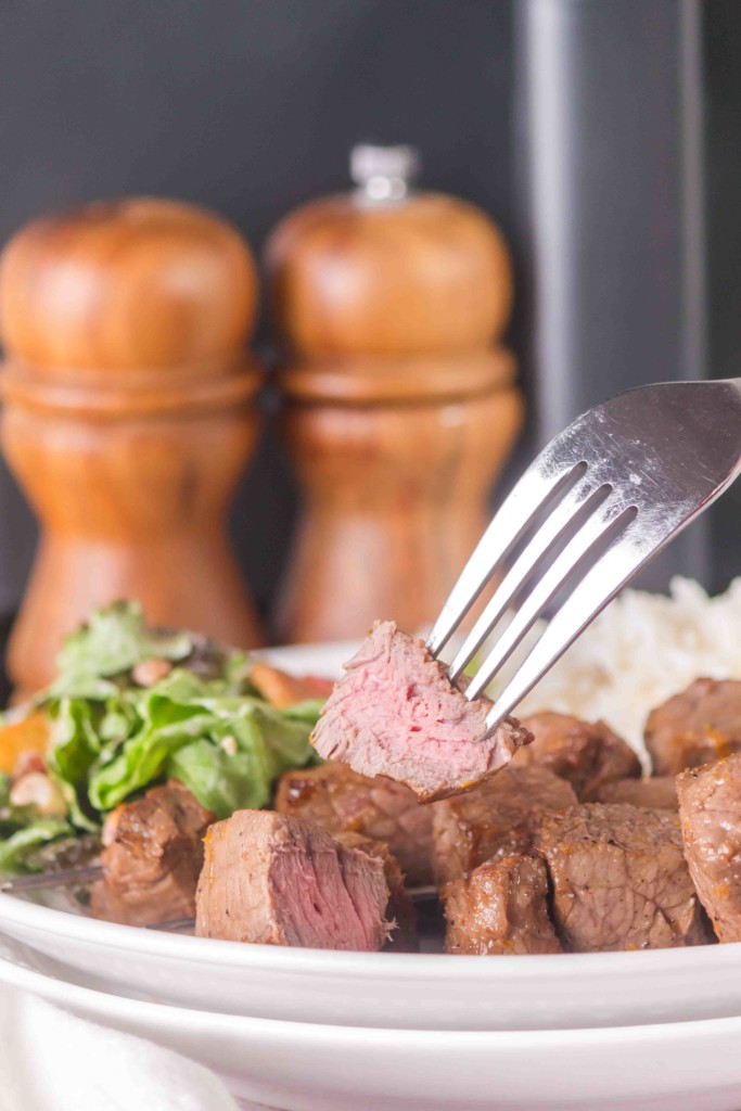 air fryer orange beef skewers